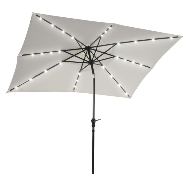 English Elm Outsunny 9' X 7' Solar Led Patio Umbrella With Tilt & Crank - Perfect For Garden, Deck, Pool & Beach W2225P174133-GIGA