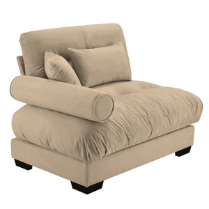 English Elm Milano Velvet Sectional Sofa with Bolster Arms Cloud Cushions Lounge Living Room W714P293241
