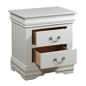 English Elm White Classic 2-Drawer Nightstand with Brushed Nickel Handles — Compact Louis Philippe Style Storage B062P189239