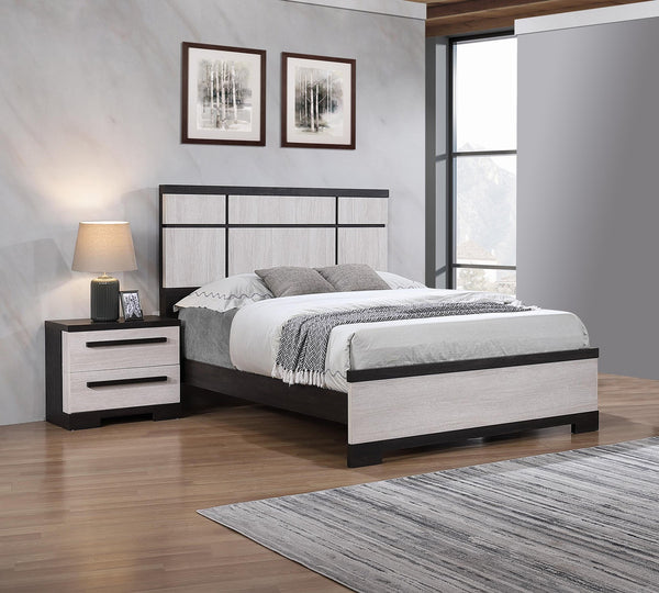 English Elm 1pc Contemporary 2-Drawer Nightstand Gray Wood Finish Compact Bedroom Storage Table with Sleek Design Black White 29 L x 19.1 W x 26 H B011P210424