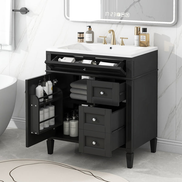 English Elm 30'' Modern Bathroom Vanity With Sink, Stylish Storage Cabinet & Tip-Out Drawer For Organized Elegance SW000122AAB-2