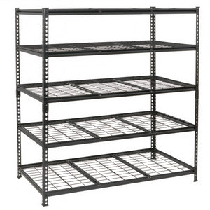 English Elm 5-tier Industrial Steel Shelving Unit Boltless Garage Workshop Storage Rack Black W2932P373612