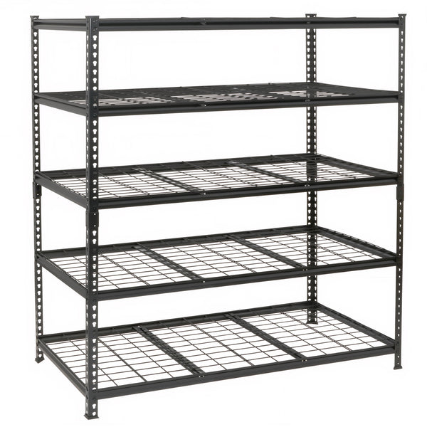English Elm 5-tier Industrial Steel Shelving Unit Boltless Garage Workshop Storage Rack Black W2932P373612