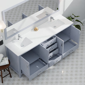 English Elm Dark Grey Double Bath Vanity 84" W With Cultured Marble Top - Elegant Storage & Soft-Close Design B2731P259154