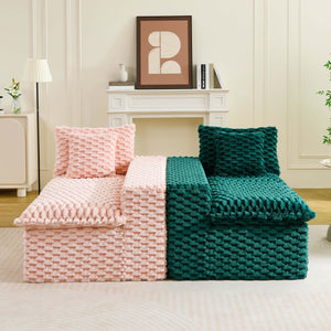 English Elm Luxury Color-Block Turtle Velvet Sofa – Versatile Modular Design For Cozy Living Room Comfort & Style W3371S00049