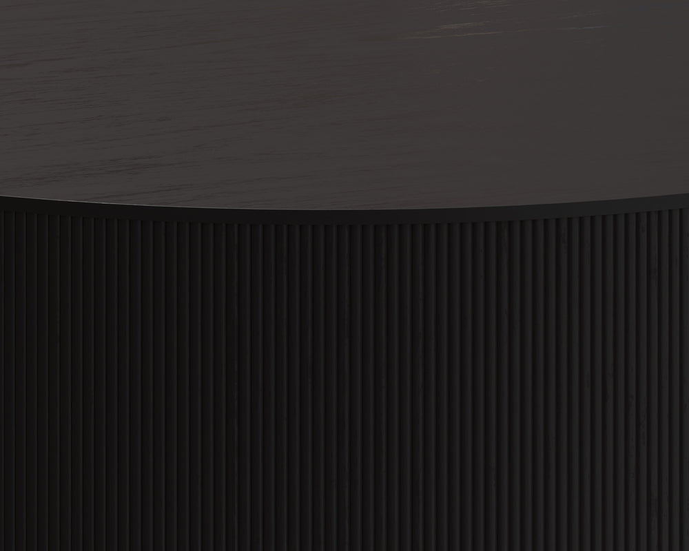 Sunpan Kalla Coffee Table - Elegant Oak Design with Vertical Reeding and Brushed Gold Steel Base for Style Charcoal