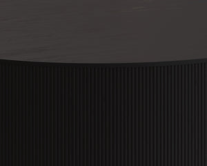 Sunpan Kalla Coffee Table - Elegant Oak Design with Vertical Reeding and Brushed Gold Steel Base for Style Charcoal