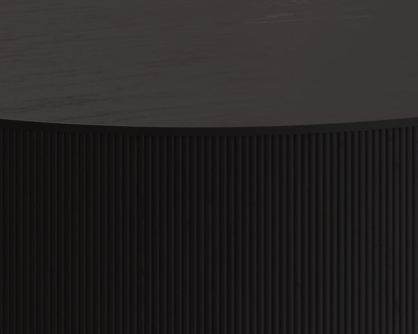 Sunpan Kalla Coffee Table - Elegant Oak Design with Vertical Reeding and Brushed Gold Steel Base for Style Charcoal