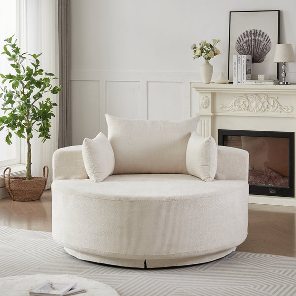 English Elm 55''l 55'l Chenille Foam Swivel Lounge Chair Plush 360 Rotation Modern Seating for Any Room W834S00592