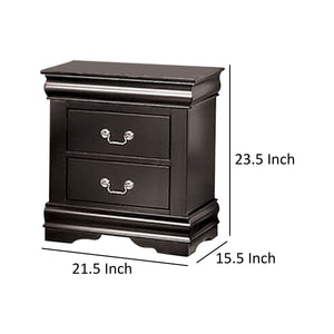 English Elm Ryla Solid Wood Two Drawer Nightstand with Dovetail Joinery and Bracket Feet in Matte Black Nickel B056P416911