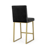 Christopher Knight Home® - Noble House - Toucanet Modern Velvet Barstools, Black and Brass - Set of 2