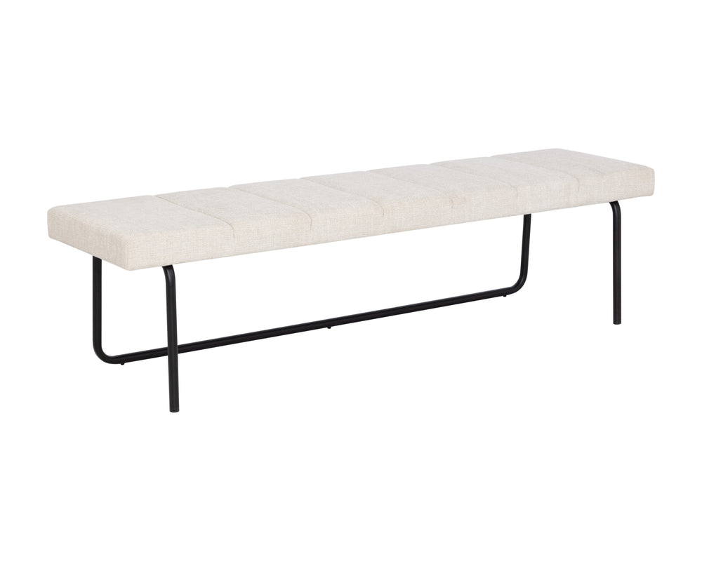 Sunpan Casimir Bench: Modern Sleek Design with Matte Black Base, Perfect for Stylish Home or Office Spaces Chacha Cream