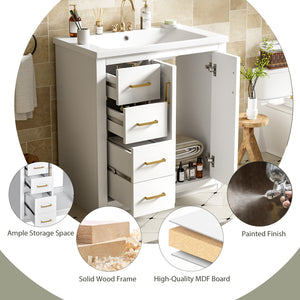 English Elm 30'' Bathroom Vanity With Elegant Ceramic Sink, Solid Wood Frame, Soft-Close Doors & Ample Storage N710P191970K