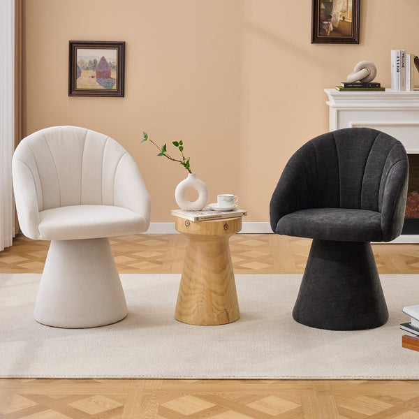 English Elm 068-chenille Swivel Accent Armchair Sculptural Curved Back Upholstered Living Room Seat Gray W527P438695