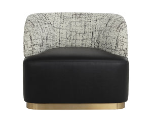 Sunpan Brinda Swivel Lounge Chair - Elegant Mid-century Design With Gold Stainless Steel Accents Black Fabric ,Faux Leather 111447