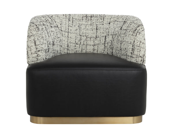 Sunpan Brinda Swivel Lounge Chair - Elegant Mid-century Design With Gold Stainless Steel Accents Black Fabric ,Faux Leather 111447