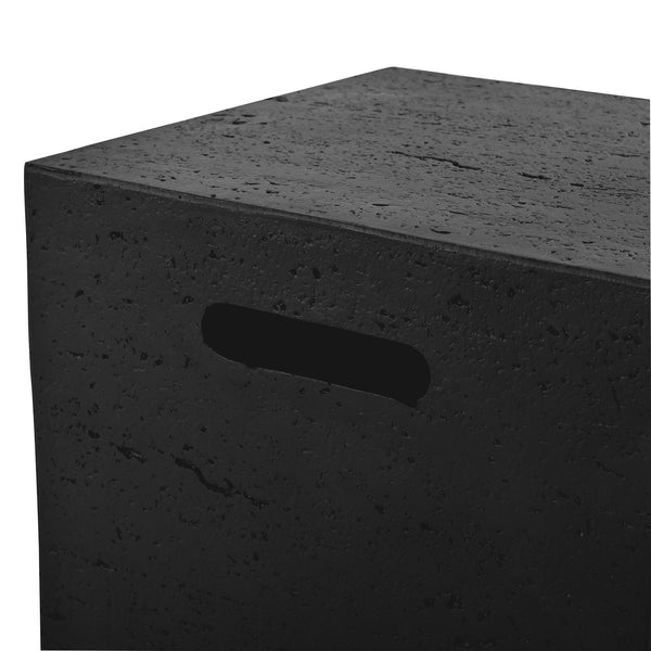 English Elm U_style Outdoor Mgo Propane Tank Cover Table Fluted Stone Finish Patio Side Accent Black N711P410561B