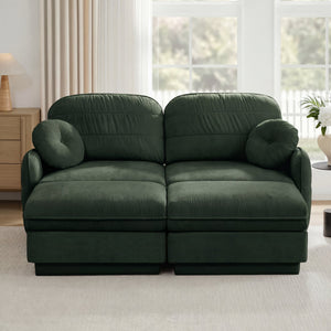 English Elm Chenille Cloud Loveseat with Quilted Back Cushions Deep Foam Seat Modern Living Room Sofa Green W714S01765