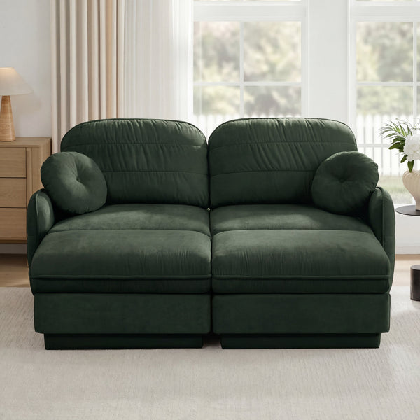 English Elm Chenille Cloud Loveseat with Quilted Back Cushions Deep Foam Seat Modern Living Room Sofa Green W714S01765
