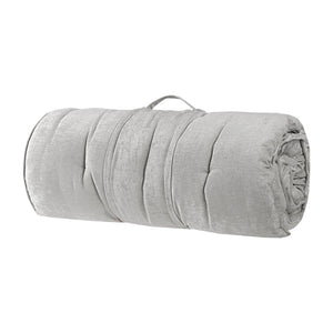 JLA Home Intelligent Design - Poly Chenille Lounge Floor Pillow Cushion — Plush tufted 24" portable seat with travel wrap for boho comfort Grey ID31-1933