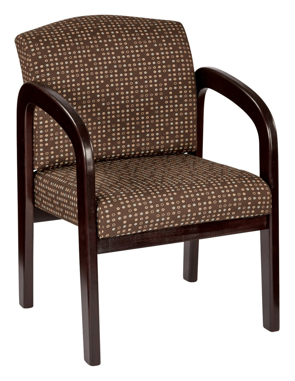 OSP Home Furnishings Fabric Upholstered Visitor Chair with Mahogany Wood Frame and Built in Lumbar Support Cocoa WD383-K104