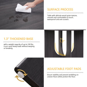 English Elm 47.3" 5-Piece Round Dining Set for 4 - Antique Black Table & Beige Upholstered Chairs, Stable Stylish W1998S00078