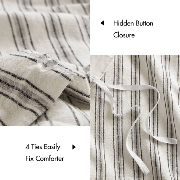 English Elm 3 Premium Queen Duvet Set with Breathable Rayon-Linen-Cotton Yarn Dye Face and Cotton Back, Soft Grey 12.01 L x 10.24 W x 5.71 H B035P319219