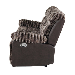 English Elm Bravo Brown Sofa with Manual Recline, Rich Brown Upholstery, Medium-Firm Foam & Fiber Comfort, Durable Polyester Finish B201P299730