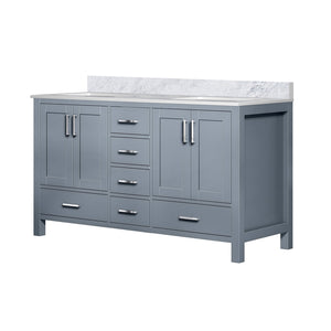 English Elm Dark Grey Double Bath Vanity 60" W X 22" D With Elegant Carrara Marble Top & Spacious Storage Solutions B2731P258878