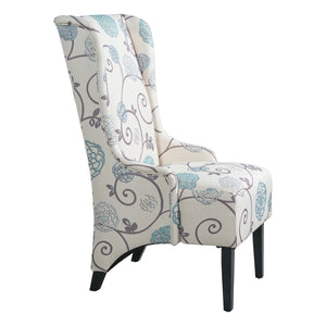 English Elm Dining Chair Wingback High Back Upholstered Seat with Tapered Birch Legs Modern Formal N767P401040M