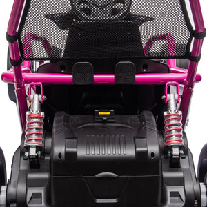 English Elm 24v Dual Motor Kids Go Kart with Drift Mode Roll Cage and Rear Suspension Ages 6 to 12 Rose Pink W1578P454058