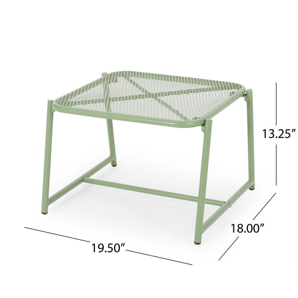 English Elm Kincaid Outdoor Iron Mesh Conversation Set Rust Resistant Patio Chairs with Side Table Matte Green N775P392159G
