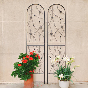 English Elm 4 Pack Powder-coated Metal Garden Trellis Panels Rustproof Climbing Plant Support Outdoor W1586P268062