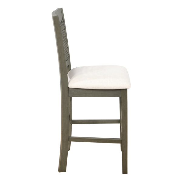 OSP Home Furnishings Walden 24" Cane Back Stool  - Set of 2 Linen / Antique Grey