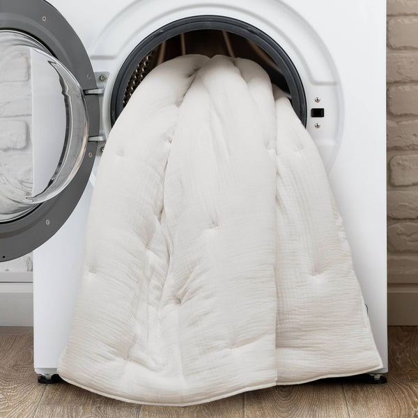 JLA Home Harbor House Blue - Cotton breathable muslin Euro sham with crinkled gauze and delicate embroidery for cozy layered style White HH11-1893