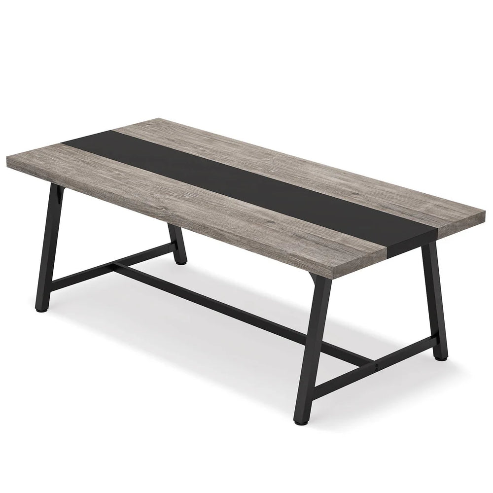 English Elm Home Executive Desk with Warm Brown Wood Grain Finish for Modern Spacious Workspaces T3971P460851