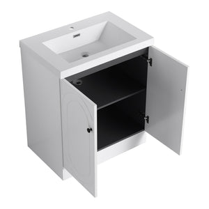 English Elm 30" Modern Freestanding Bathroom Vanity with Resin Sink, Soft-Close Doors, Adjustable Shelf, Durable Plywood Finish White W999S00271