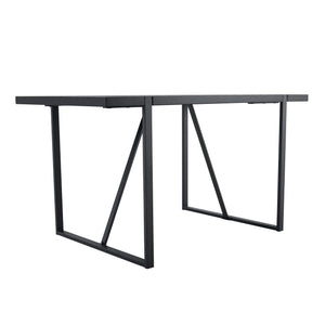 English Elm Black Faux Grain Mdf Table Set with Four White Pu Chairs Retro Minimalist Dining W1151S04372
