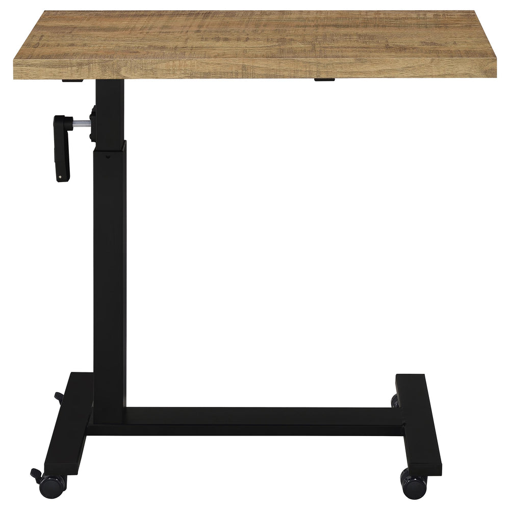 English Elm Geary Mango Height-Adjustable Mobile C-Table with Hand Crank, Locking Casters, Slim C-Base for Bedside Use B062P375562