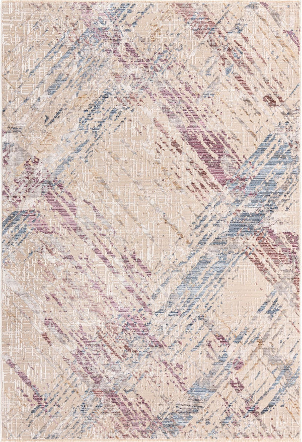 Unique Loom Deepa Rhombus Machine Made Geometric Rug Ivory and Gray, Blue/Gold/Purple/Beige 5' 3" x 7' 10"