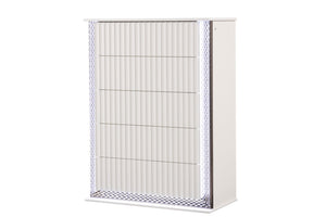 English Elm Fabio Contemporary Queen 5Pc Bedroom Set With Led Lighting, Diamond Accents & White Wood Finish P1 B009S01809-GIGA