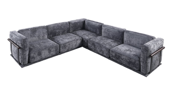 English Elm 102 Inch Linen Modular Sectional Sofa with Hidden Storage and Cloud Cushion Comfort Dark Gray W1099S00190