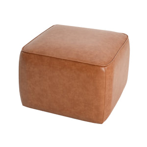 English Elm Upholstered Square Pu Leather Ottoman with Foam Seating for Modern Living Rooms N757P414086T
