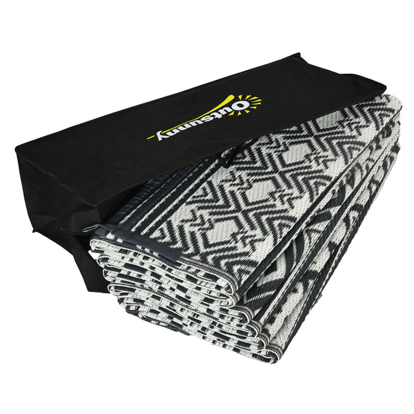 English Elm Outsunny Reversible Boho Polypropylene Outdoor Rug Waterproof Portable Mat for Deck Patio W2225P174556
