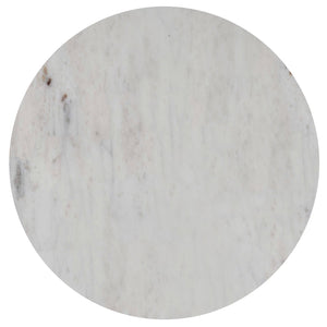 English Elm Demy White Marble Accent Table with Black Slatted Metal Base, Compact Round End Table, 21" H B136P159934