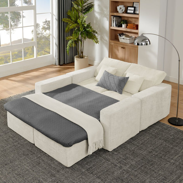 English Elm 142" Cloud Sectional Sofa with 52" Chaise U-Shaped Modular Deep Seat Plush Chenille No Assembly Beige W1117S00236
