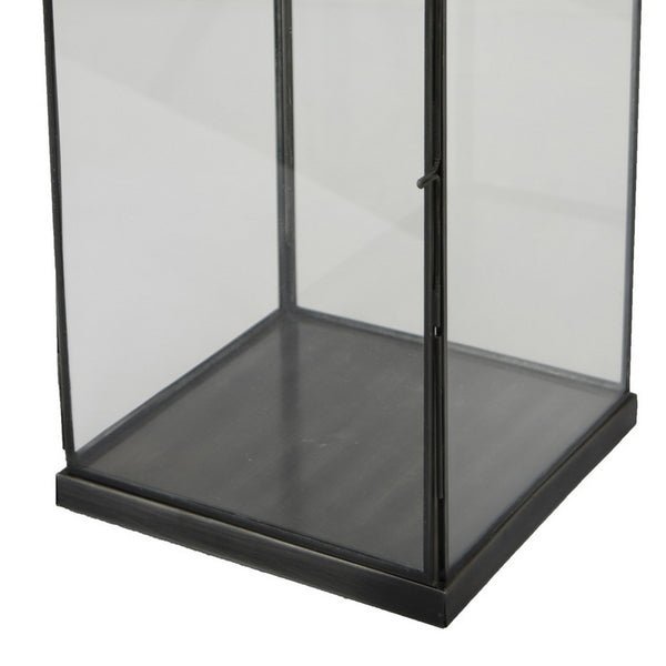 English Elm Laila Square Black Metal Lantern with Clear Glass Panels for Indoor Outdoor Decor B056P416921
