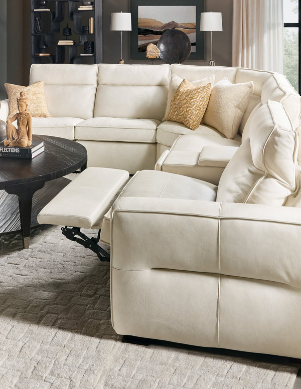 Hooker Furniture Vann Six Piece Power Reclining Sectional Top Grain Leather Contemporary Living Room SS736-6PC3-012