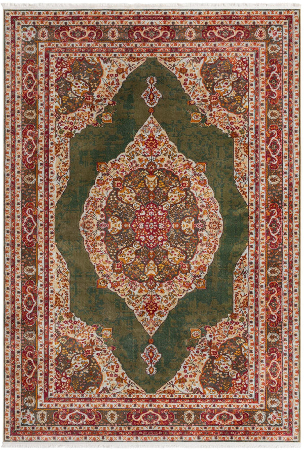 Unique Loom Baracoa Regla Machine Made Border Rug Green, Blue/Ivory/Olive/Orange/Red/Yellow 7' 1" x 10' 0"