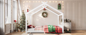 English Elm Queen House Frame Floor Bed Solid Pine Montessori Low Profile Kids Bedroom Light White W1580P387847